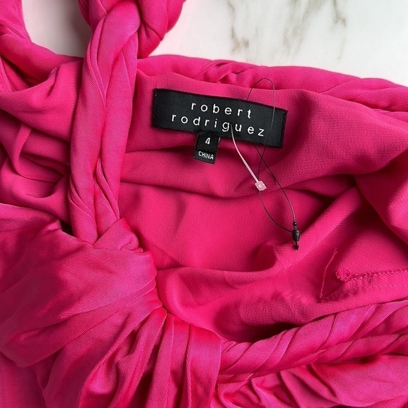 ROBERT RODRIGUEZ gown long dress maxi pink fuchsia size 4/S one shoulder Grecian - Picture 6 of 9